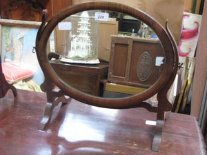 SMALL MAHOGANY OVAL BEDROOM SWING MIRROR