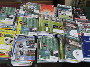 LARGE QUANTITY OF VARIOUS FOOTBALL PROGRAMMES RELATING TO NON LEAGUE SIDE, MAINLY MARINE FC.  ALSO