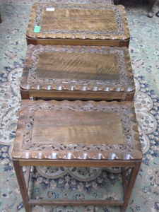 CARVED PIERCEWORK NEST OF THREE TABLES