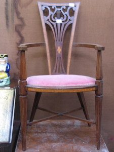 EDWARDIAN MAHOGANY INLAID SINGLE ARMCHAIR