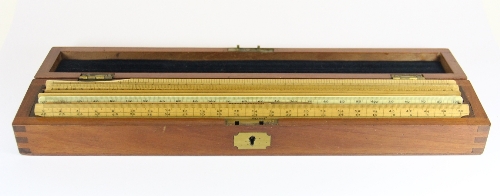 A mahogany cased set of rulers
