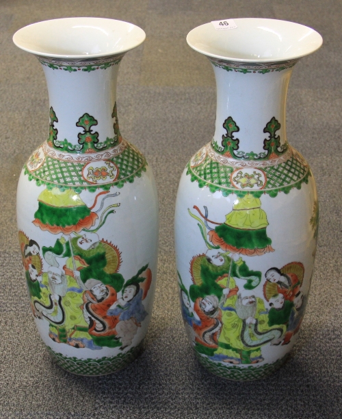 A pair of superb Chinese Famille vert enamelled porcelain vases 19th/20th century H 59cm