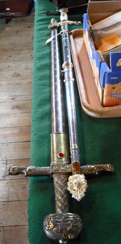 An American Knights Templar sword, together with a Spanish copy of a Celtic/Viking sword.