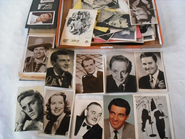 A collection of signed and facsimile photographs, various, including Bob Wilson, Tommy Steele,
