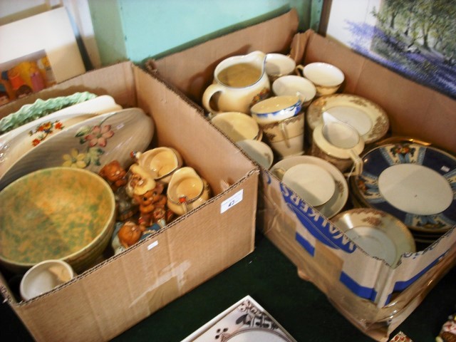 A mixed lot of decorative ceramics, to include Shorter & Son, Noritake and Wade, two boxes.