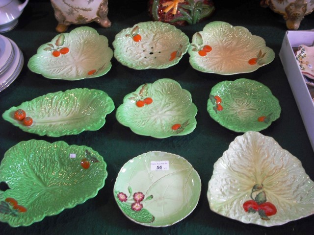 Nine leaf moulded dishes, to include Carltonware and Beswick, various shapes and sizes.