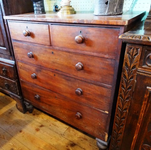 A Victorian mahogany chest, the rectangular top over two short and three graduated long drawers,