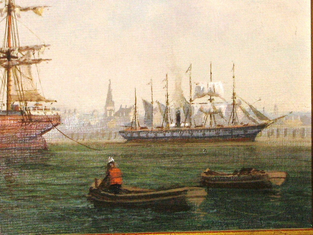 d DENZIL SMITH (BRITISH, 20TH-CENTURY), Ships at anchor in a Dutch port, Signed ‘Denzil Smith’ ( - Image 4 of 5