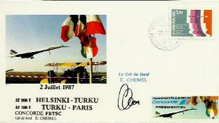 Capt E Chemel signed 1987 Air France Concorde cover flown on the ill fated FBTSC on the first