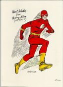 The Flash original art work stunning colour pen and ink sketch by Carmine Infantino. Good condition