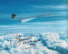 Concorde in flight signed by Mike Bannister 10 x 8 colour photo. Stunning image