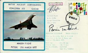 Brian Trubshaw signed 1977 BAC Concorde 212 Maiden Flight cover. Carried Filton - Bay of Biscay -