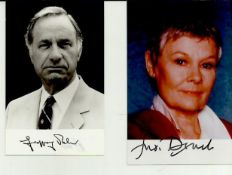 Geoffrey Palmer b/w photo and Judi Dench colour photos 6 x 4. Both signed. Good condition