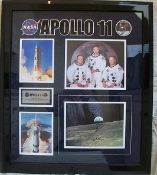 Apollo XI Crew Signed Earthrise Presentation. Stunning 10 x 8 colour NASA Earthrise Litho, signed