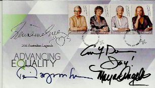 Maya Angelou, Germain Greer signed 2011 Australian Equality FDC with two other unidentified