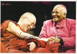 Dalai Lama & Archbishop Desmond Tutu signed 12 x 8 colour photo . Good condition