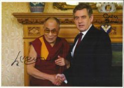 Dalai Lama & Gordon Brown signed 12 x 8 colour photo. Good condition