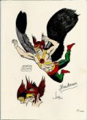 Hawkman original art work stunning colour pen and ink sketch by Murphy Anderson. Good condition