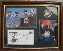 Apollo 13 crew signed presentation. 1970 Apollo 13 US cover signed by James Lovell, Jack Swigert &