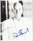 Star Trek Black and white 8x10 photo autographed by Patrick Stewart seen here in Star Trek. Good