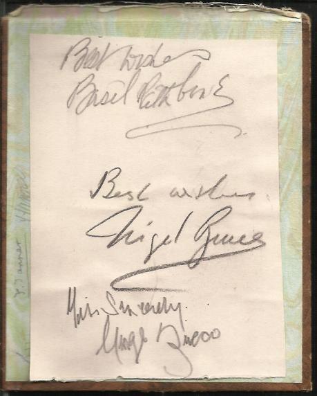 Basil Rathbone & George Zucoo signed vintage album page fixed to hard covers of an old autograph