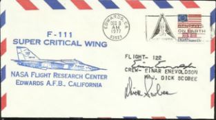 Dick Scobie & Einar Enevoldson signed rare 1977 F-111 Critical Wing test flight cover. Scobie was