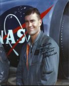 Fred Haise the Apollo 13 LMP astronaut signed 10 x 8 colour NASA photo in overalls Good condition