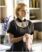 Jessica Chastain 8x10 c photo of Jessica from Lawless, signed by her in NYC, Aug, 2011. Good