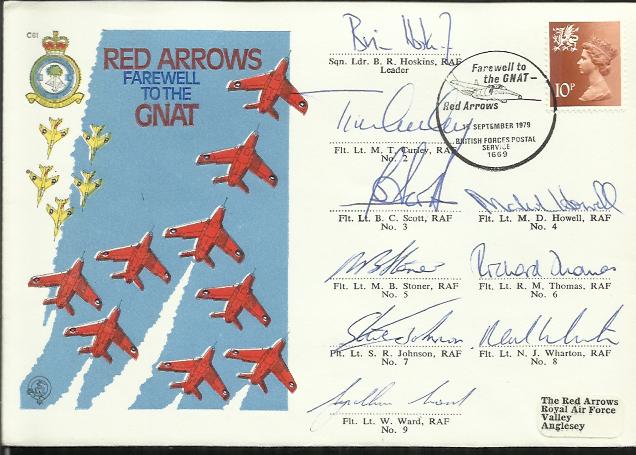 Red Arrows 1979 Farewell to the Gnat Team signed cover C61 Good condition