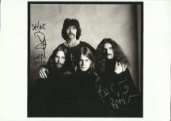 Bill Ward and Geezer Butler. Black and white 8x12 photo of rock group Black Sabbath autographed by