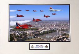 Concorde & Red Arrows signed limited edition mounted photo. Stunning 23 x 18 inch presentation of