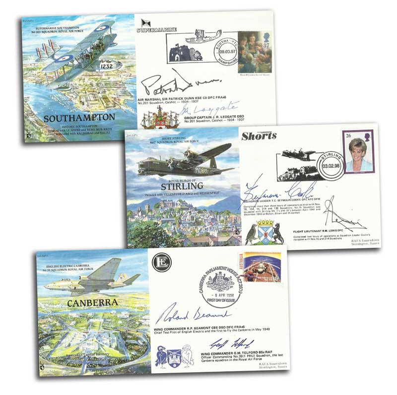 RAF Planes & Places VIP signed covers in used Red Album with Slipcase. 20 double signed covers