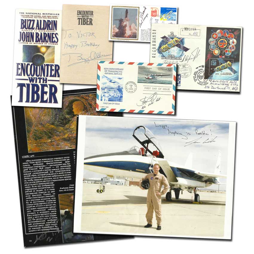 Space signed Collection Buzz Aldrin signed softback book Encounter with Tiber dedicated to