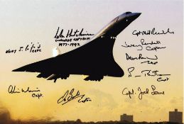 Concorde Multi-signed12 x 8 colour photos signed by 10 former captains. They are: Mike Banister,