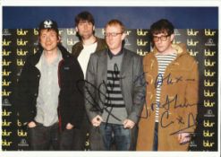 Blur Colour 8x12 photograph of Britpop band Blur autographed by members Dave Rowntree and Graham