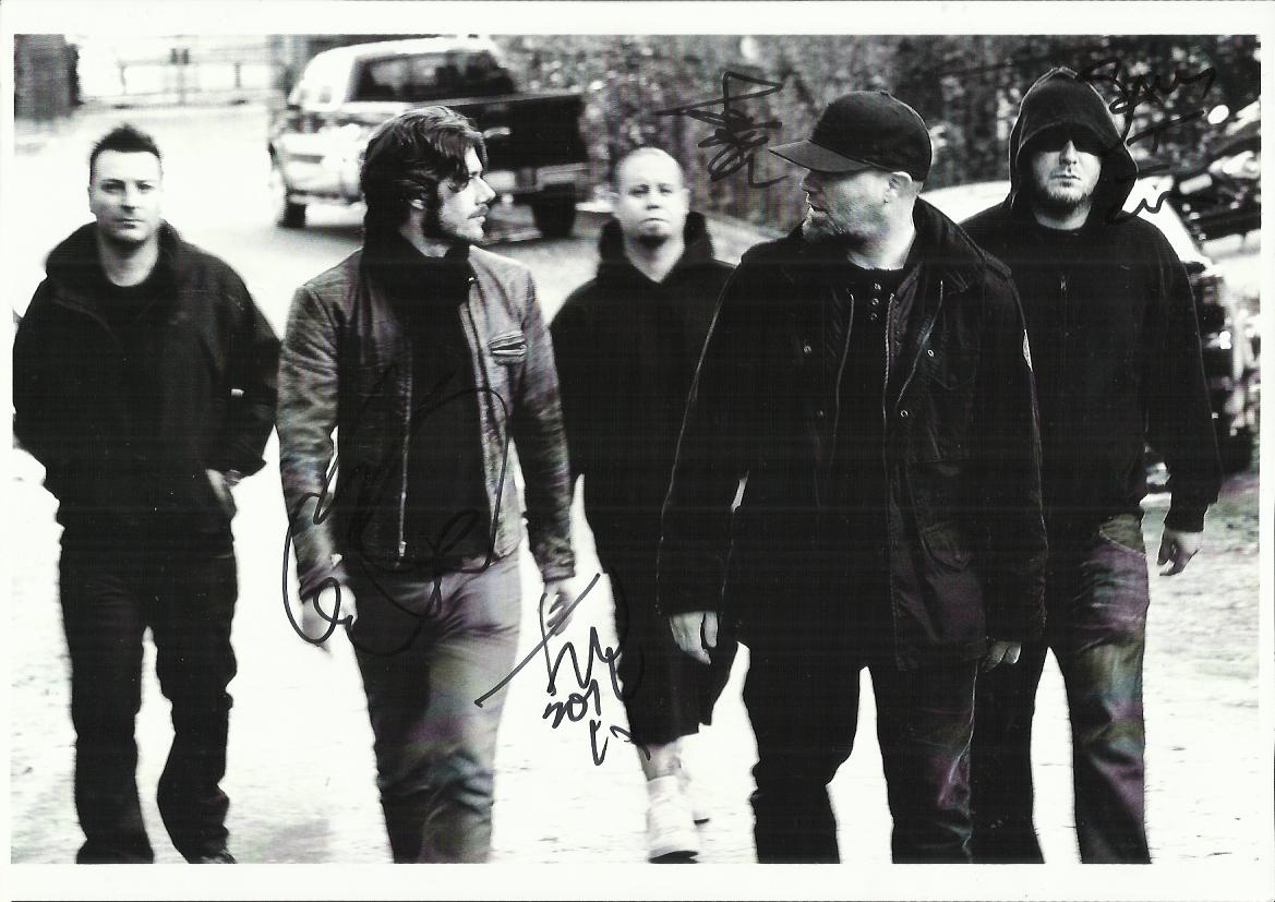 Limp Bizkit, Black and white 8x12 photo of rock rap band Limp Bizkit, autographed by four band