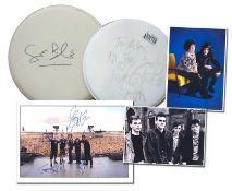 Music Collection, Seven items Ginger Baker Cream signed Drum Skin, Nigel Glocker Saxon signed Drum