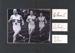 Four Minute Mile Team signed Presentation. Signature pieces of Sir Roger Bannister, Chris
