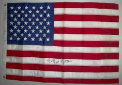 Astronaut Multi signed US Flag. Interesting stars and stripes flag measuring 80cm x 55cm signed at