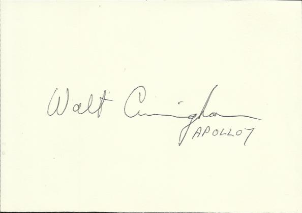 Walt Cunningham signed large white card inscribed Apollo 7 Good condition