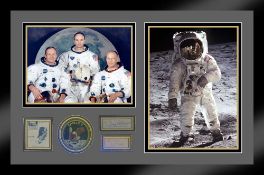 Apollo XI crew signed Presentation. Neil Armstrong signed the famous Belgian stamp block issued