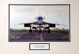 Last Three Concorde Captains signed limited edition mounted photo. Stunning 23 x 18 inch