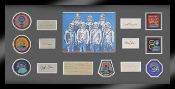Mercury Seven Astronauts signed Framed presentation Has signed Gus Grissom Cheque and signature