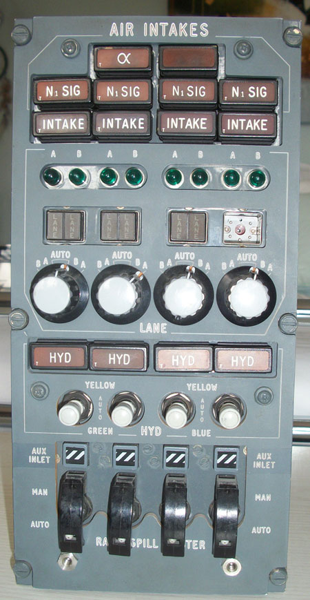 The Concorde Air Intake Control Panel. In supersonic flight at around 1,350 mph (22½ miles per