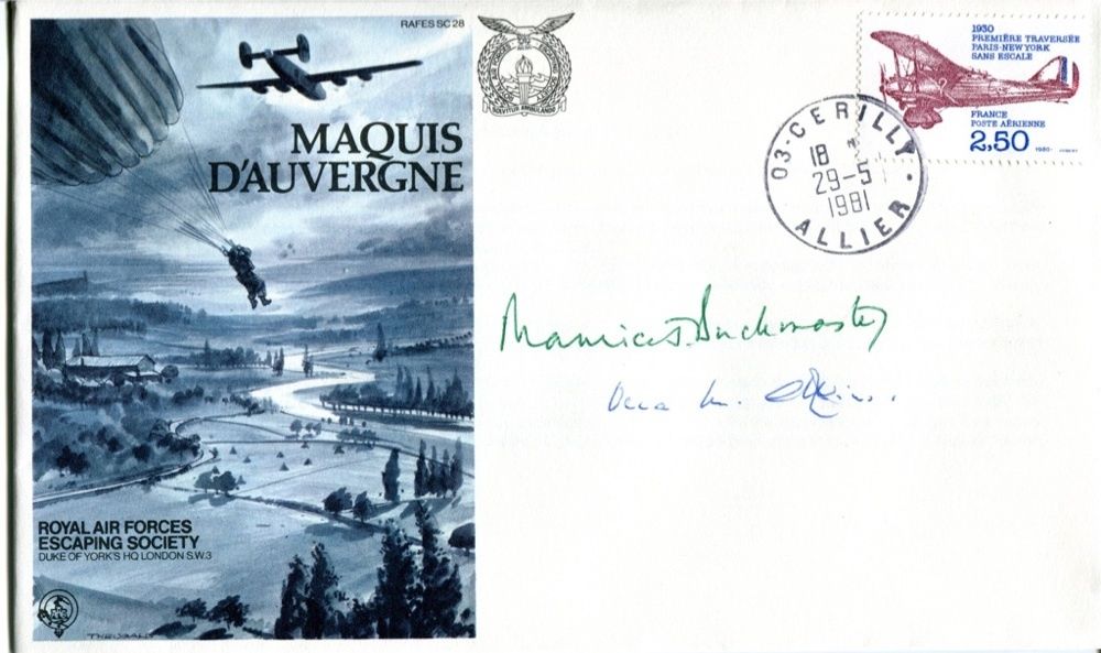 WW2 SOE: Raf Escaping Society `Maquis D`Auvergne` Cover Signed By The Head Of French Section Of The