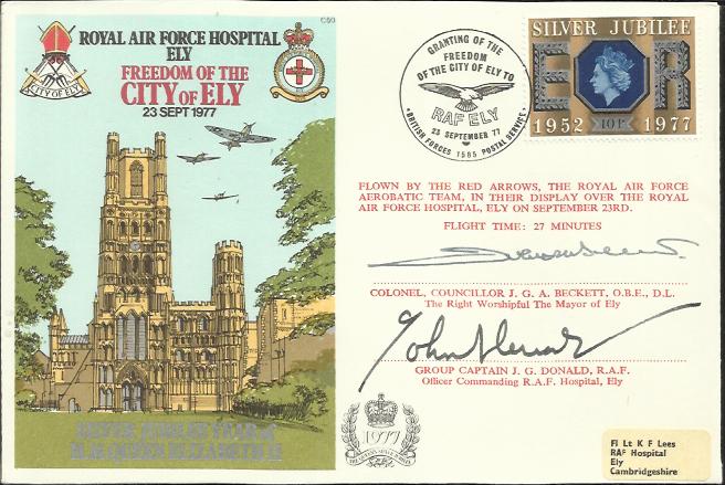 C50 23/9/77 RAF Hospital Ely signed by Mayor of Ely and officer command RAF Hospital. Good