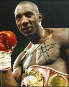 4 colour 10x8 boxing photo collection. Signed by Michael Gomez, Steve Robinson, Johnny Nelson and