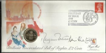 ? Margaret & Denis Thatcher signed 1989 Royal Mint £2 Coin FDC. PNC with £2 coin inset. Special