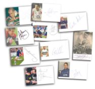 ? Rugby collection of 12 signed small card with either a colour or b/w photo attached. Names