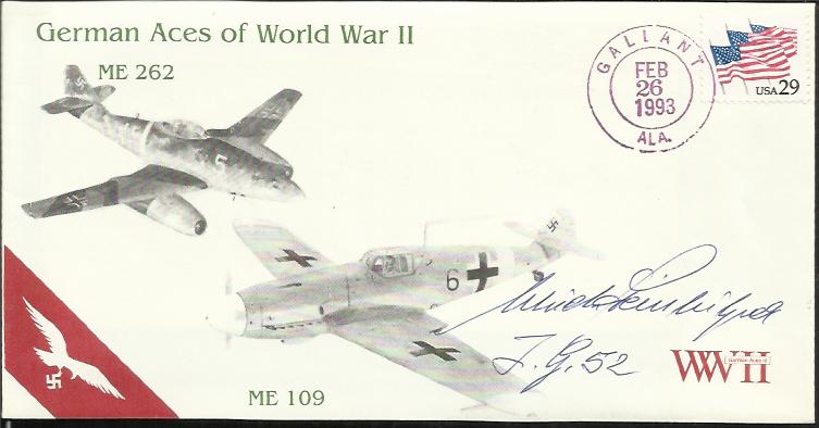 ? Ulrich Steinhilper Luftwaffe fighter ace signed 1993 German aces of WW2 cover with ME109, 262